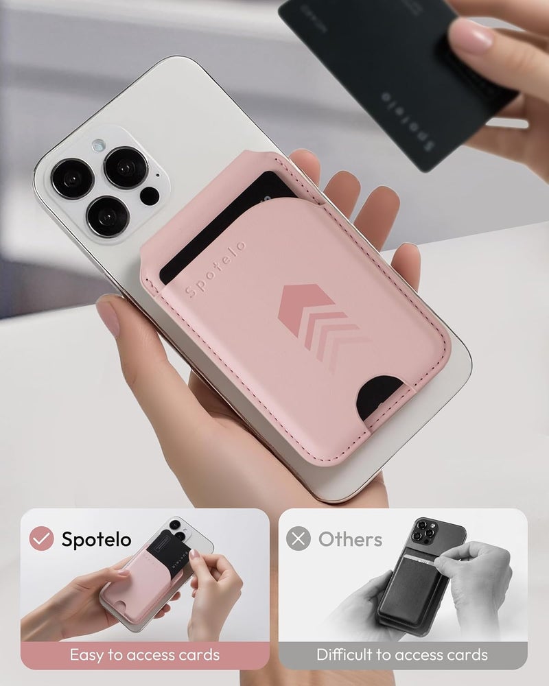 Spotelo Magnetic Wallet for iPhone, Compatible with MagSafe Adjustable Stand Wallet, RIFD Blocking Leather Magnetic Card Holder for iPhone 17/16/15/14/13/12 Series, Not for iPhone 13/12 Mini(Pink) - Image 5